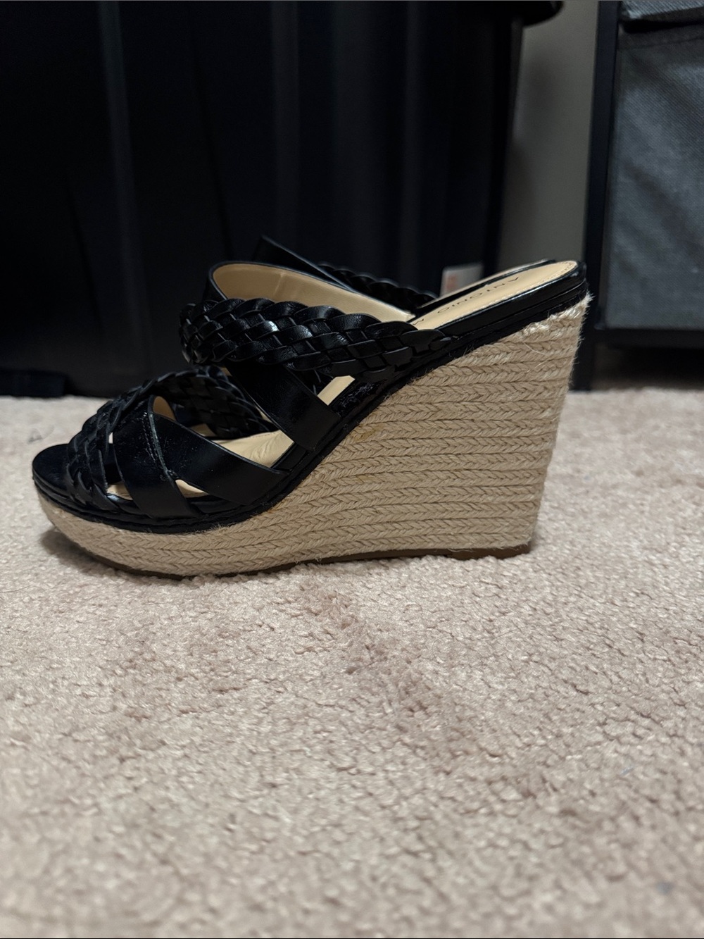 ANTONIO MELANI Black Braided Espadrille Wedge Mules 7M - Picture 3 of 6